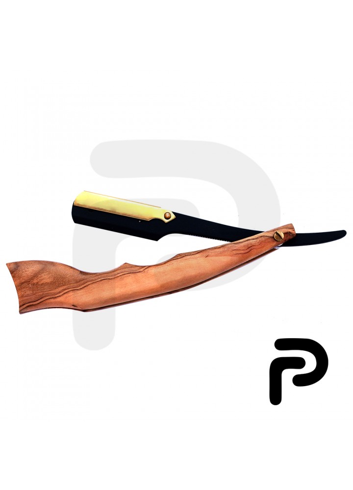 Wooden Handle Gold and Black Straight